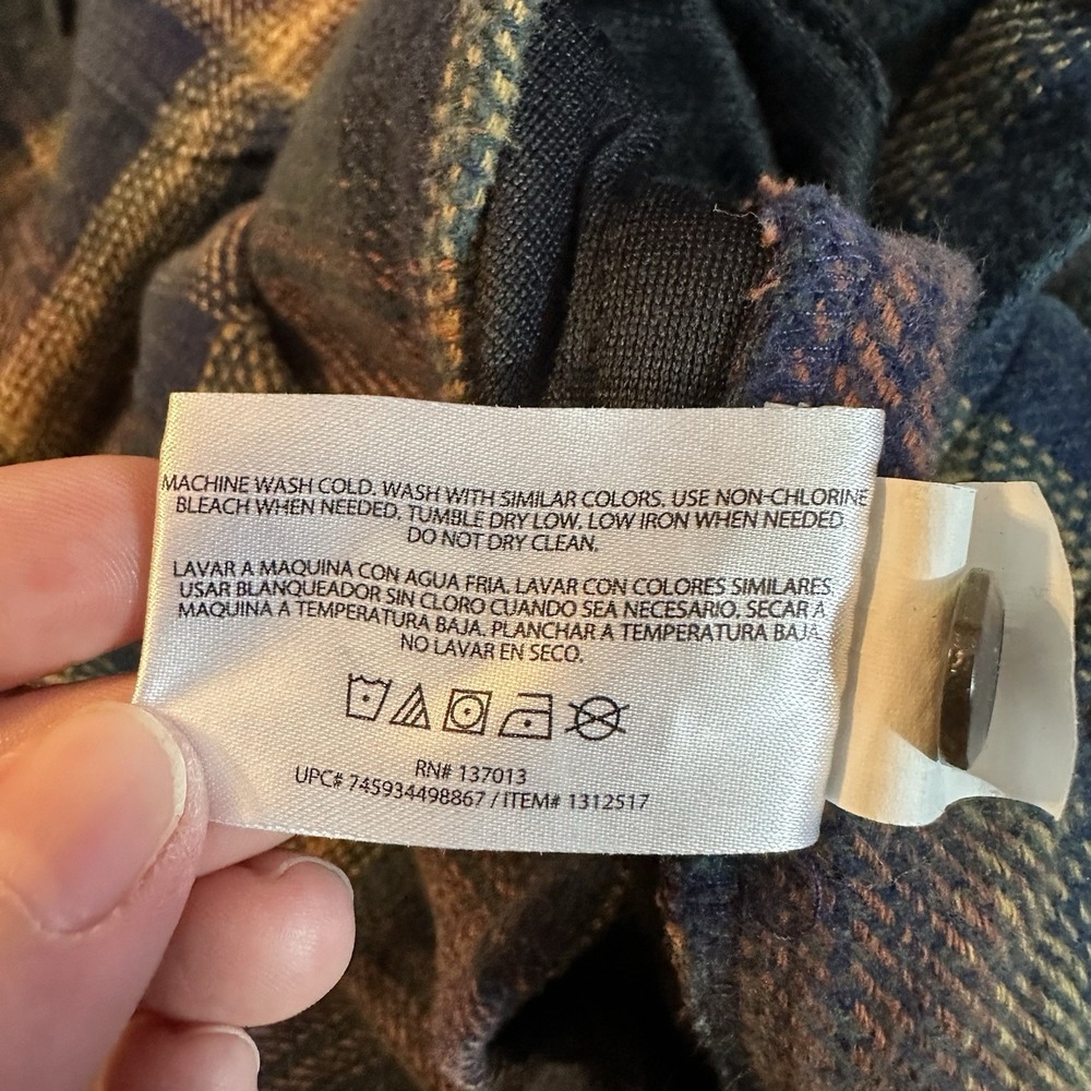 Orvis Plaid Flannel Shirt Mens Large Button Front Cotton Workwear Outdoors Patch - Picture 6 of 8